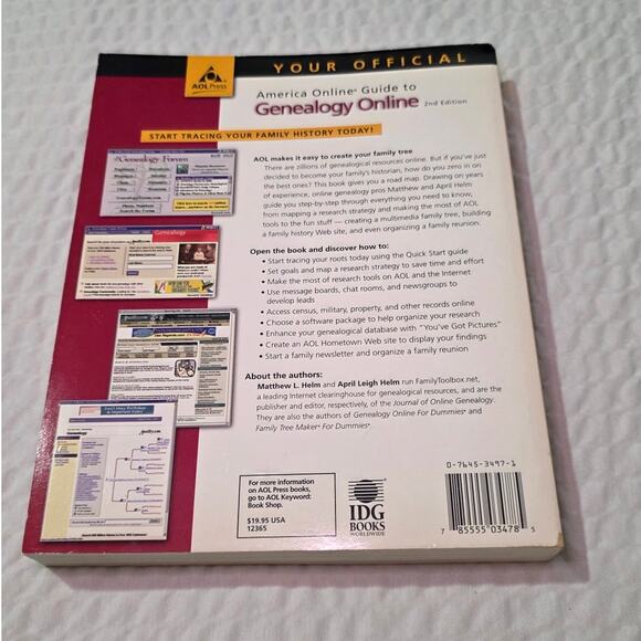 AOL Genealogy Online 2nd Edition 2000 Softcover Vintage Retro Family Tree - Picture 2 of 3